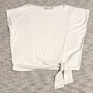 Rebecca Minkoff White Tie-Front Short Sleeve Top